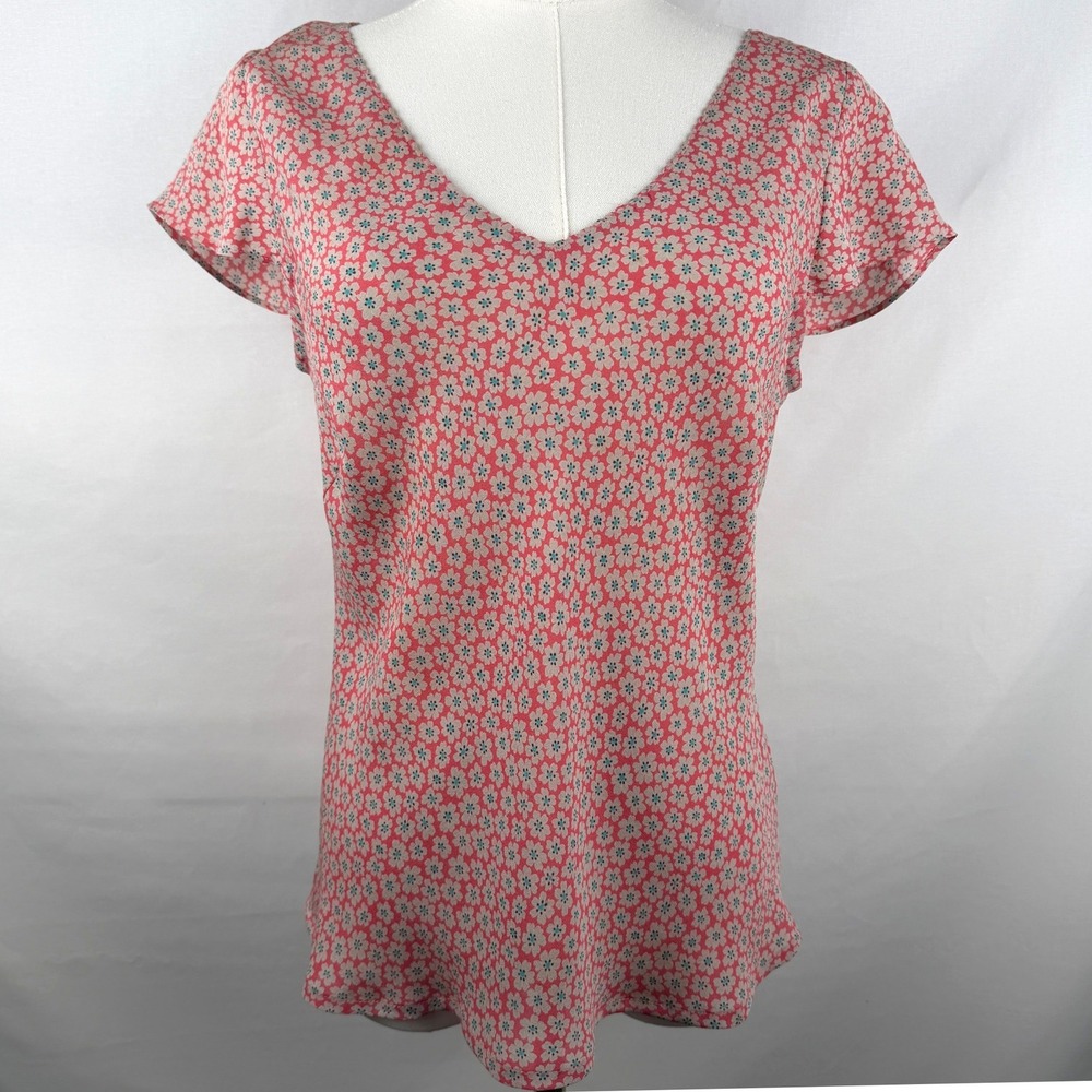 Y2K Monsoon Silk Minimalist 90s Dainty Floral Blouse Euro Summer Top Size Small